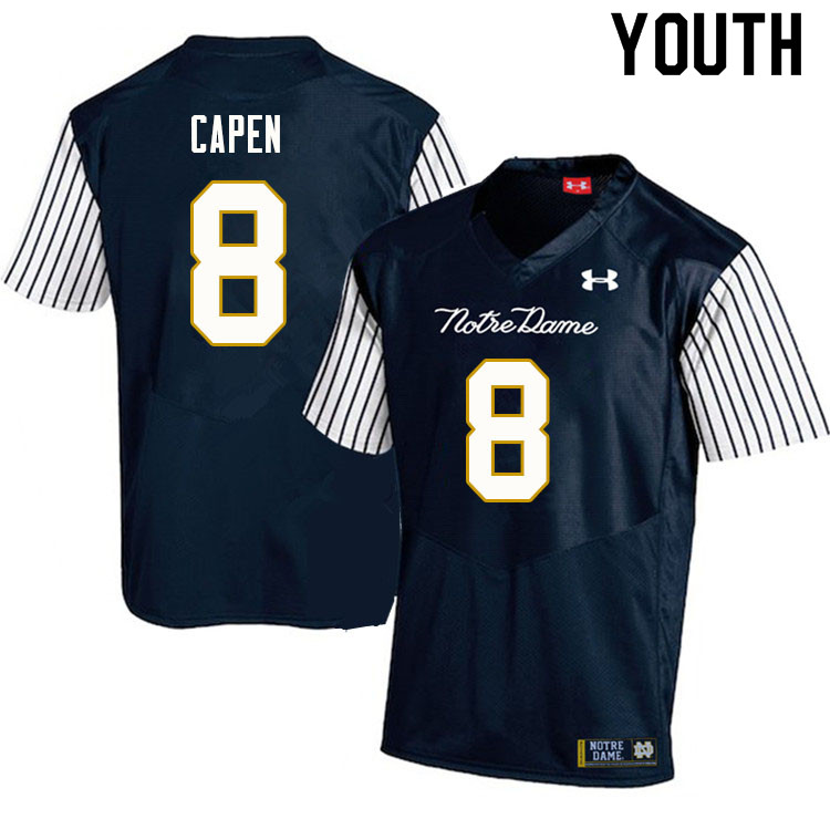 Youth #8 Cole Capen Notre Dame Fighting Irish College Football Jerseys Sale-Alternate Navy